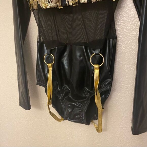 Kelle dance jazz acro costume leotard gold sequin JAGGED SPIRIT 5172 SA adult - Picture 7 of 11